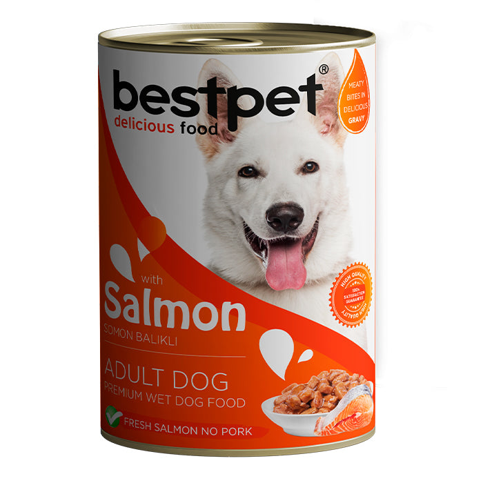 Pack 6 Unds Latas Premium Bestpet Dog Trozos De Salmon 400 G