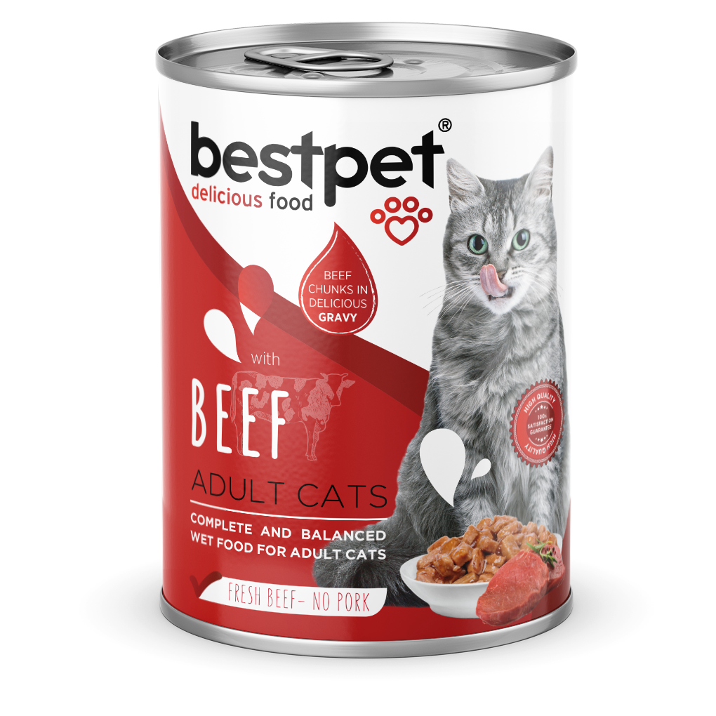 Pack 6 Unds Latas Premium Bestpet Cat Trozos De Carne 400 Gr