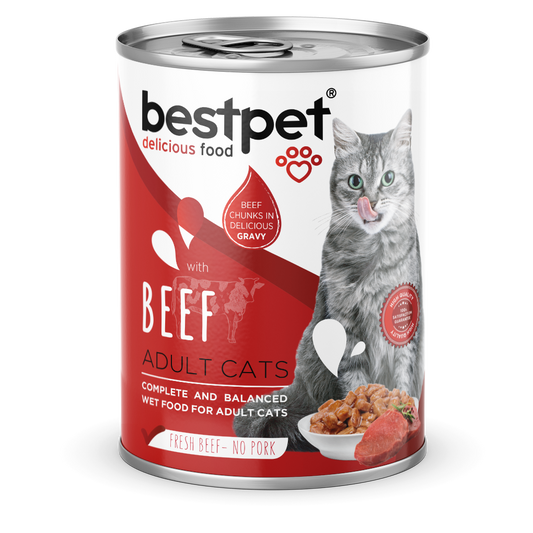 Pack 6 Unds Latas Premium Bestpet Cat Trozos De Carne 400 Gr