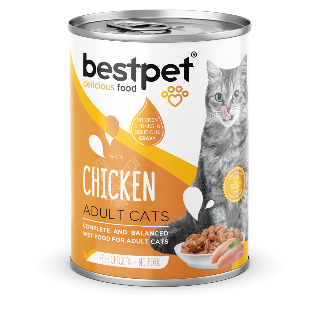 Pack 6 Unds Latas Premium Bestpet Cat Trozos De Pollo 400 Gr