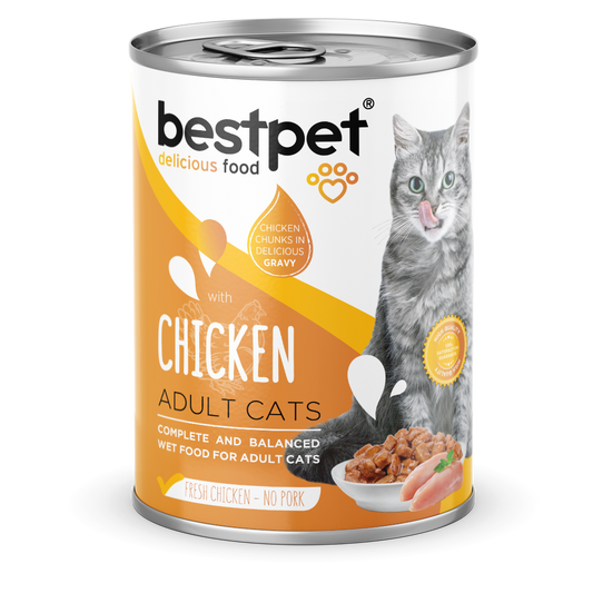Pack 6 Unds Latas Premium Bestpet Cat Trozos De Pollo 400 Gr