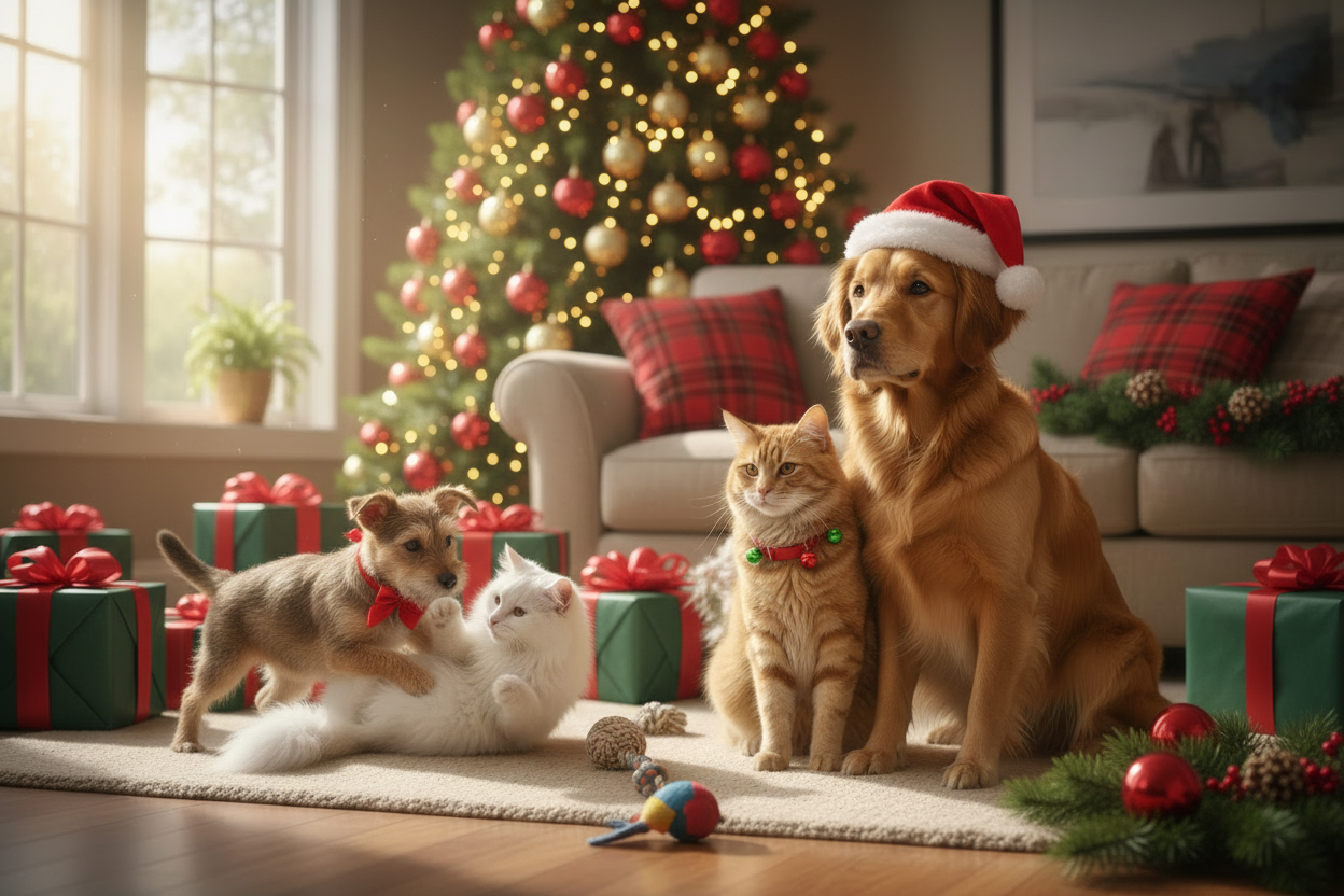 en la misma imagen agregar tema navideño